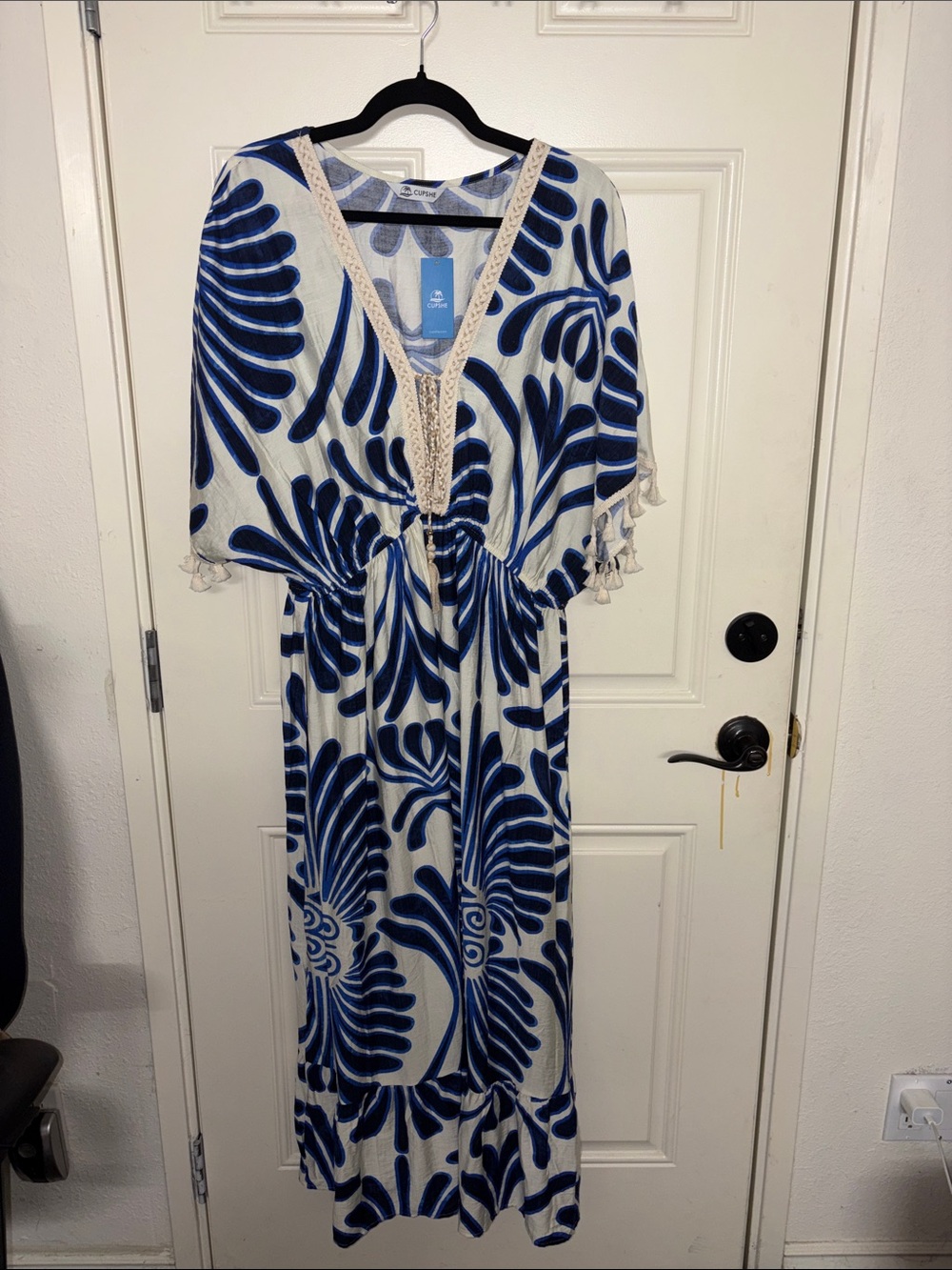 Cupshe Blue & White Floral-Print Maxi Dress